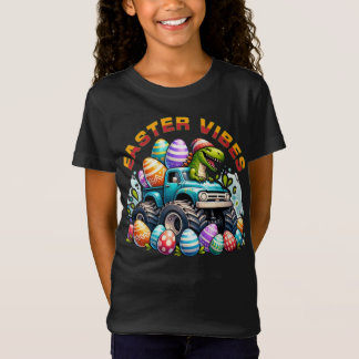 T-Shirt Vibes de Pâques Dino sur un camion Monster avec Oe