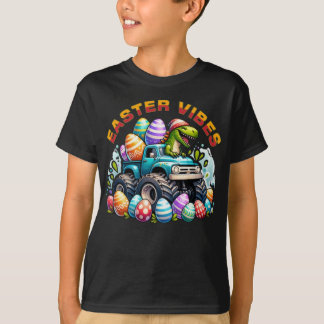 T-shirt Vibes de Pâques Dino sur un camion Monster avec Oe