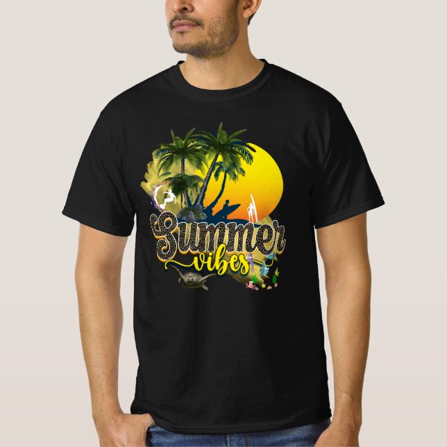 T-shirt Vibes de plage d'été élégantes (Devant)