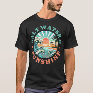 T-shirt Vibes de plage rétro d'étéEau salée