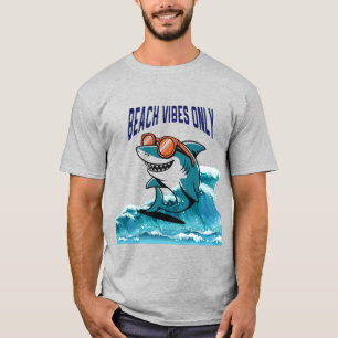 T-shirt Vibes de plage seulement - Requin Cool avec lunett