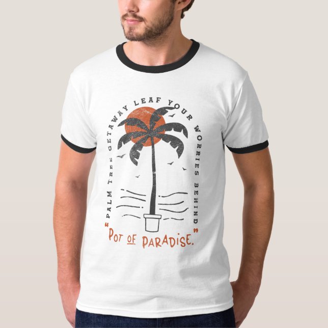 T-shirt Vibes de plage Tropical Palm Tree Summer Sun Retro (Devant)