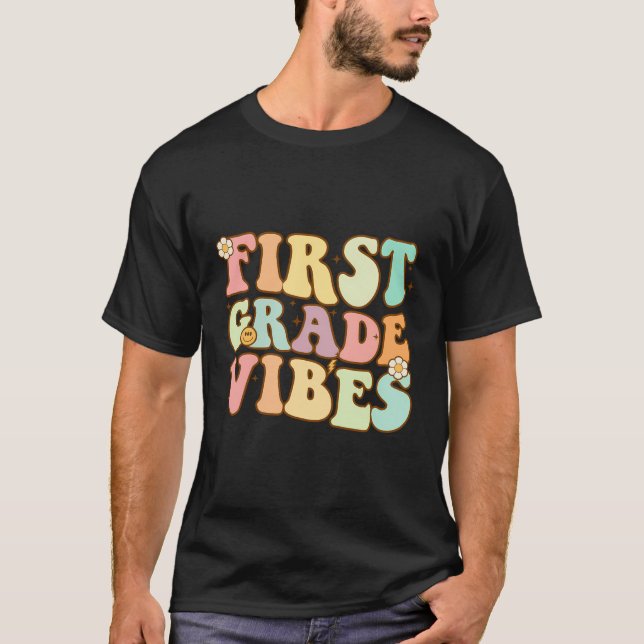 T-shirt Vibes De Première Année Retour À L'École Enseignan (Devant)