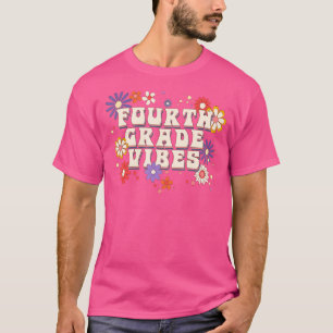 T-shirt Vibes de quatrième année rétro Boho Floral Hippie
