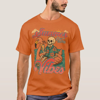 T-shirt Vibes de Summerween squelette flamant rose flottan