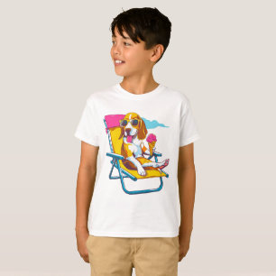 T-shirt Vibes d'été Beagle cool   Enfants amusants