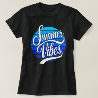 T-shirt Vibes d'été Coucher de soleil rétro bleu pour femm