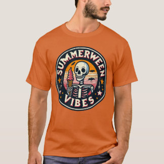 T-shirt Vibes d'été de Summerween Squelette Crème glacée V