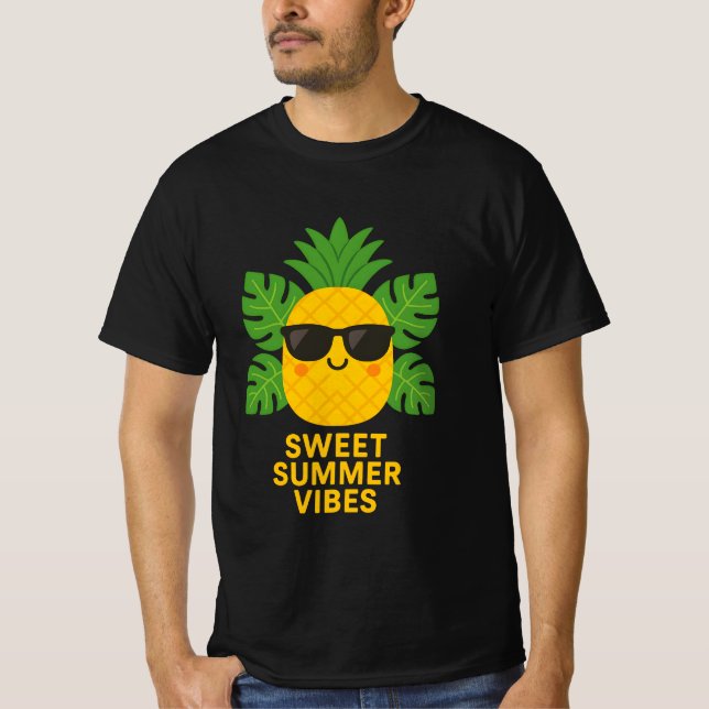 T-shirt Vibes d'été douces : Ananas Chill (Devant)