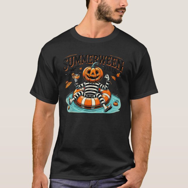 T-shirt Vibes d'été Éffrayant Citrouille d'été T Shirt (Devant)