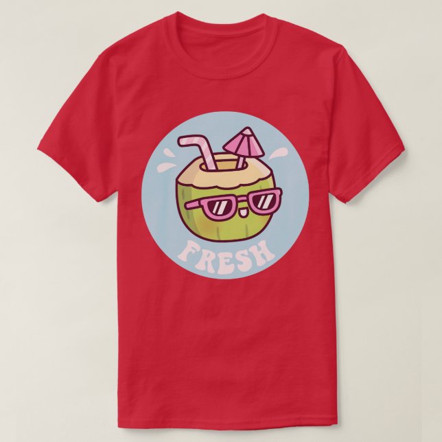 T-shirt Vibes d'été parapluie d'eau de coco fraîche (Design devant)
