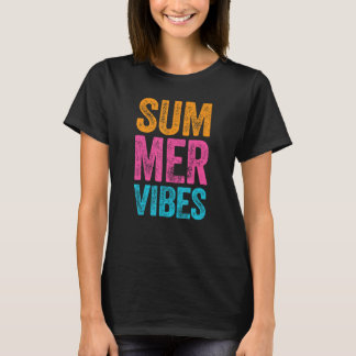 T-shirt Vibes d'été rétro Citations drôles de vacances à l
