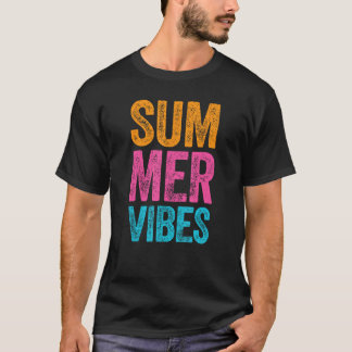 T-shirt Vibes d'été rétro Citations drôles de vacances à l