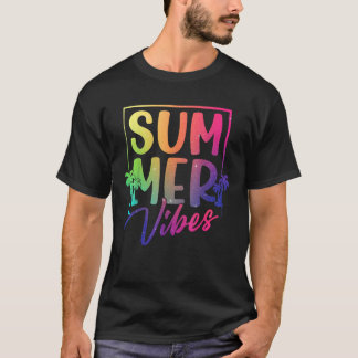 T-shirt Vibes d'été Retro Tropical Sunset Palm Trees Plage