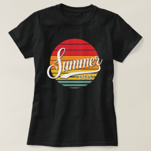 T-shirt Vibes d'été Round Retro Sunset femmes