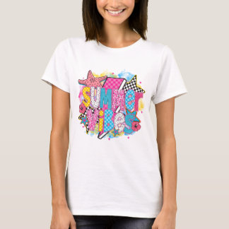 T-shirt Vibes d'été Torn Collage - Retro Watercolor Beach