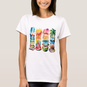 T-shirt Vibes d'été tropicales - Chemise de plage Retro