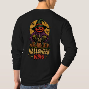 T-shirt Vibes d'Halloween Épouvantail Citrouille Chapeau d