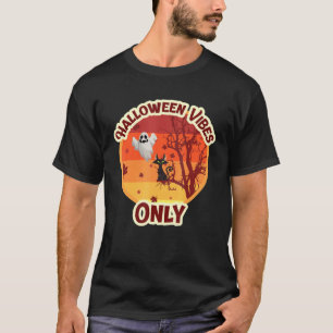 T-shirt Vibes D'Halloween Seulement Rétro Chat Déplaisant 