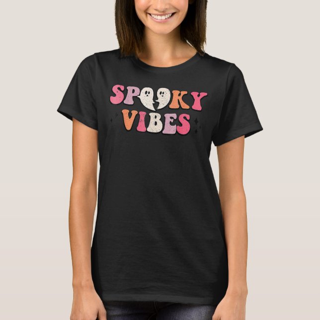 T-shirt Vibes éffrayantes Cute Halloween Hot Ghoul Vibes f (Devant)