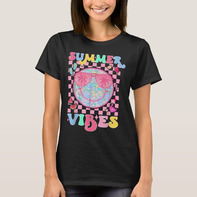 T-shirt Vibes Été Joyeux Visage Été Vibes J'Ai L'Esprit O (Devant)