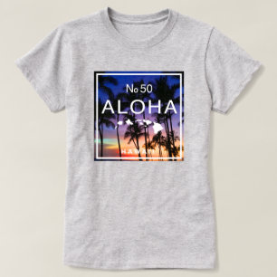 T-shirt Vibes Hawaïennes de coucher de soleil avec palmier