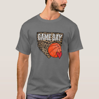 T-shirt Vibes Jour de Basketball Bleu Léopard Basketb