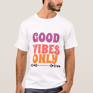 T-shirt Vibes Positives Uniquement Rétro Rose Violet Orang
