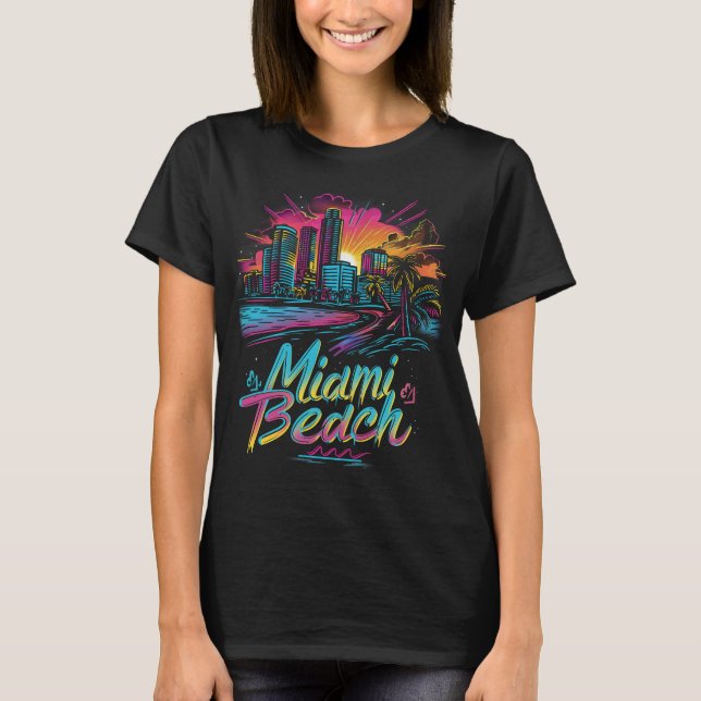 T-shirt Vibes rétro de Miami Beach (Devant)