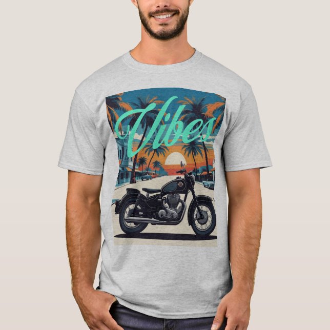 T-shirt "Vibes" Retro Moto Sunset Street (Devant)