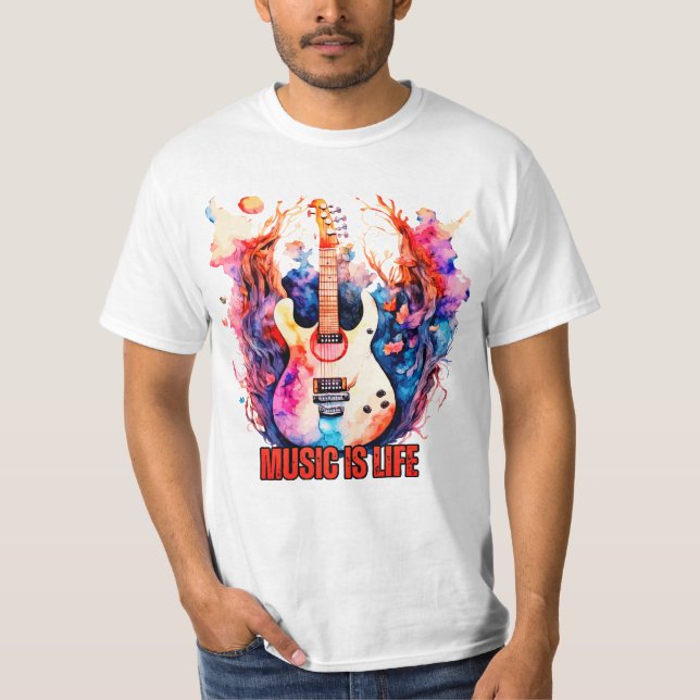 T-shirt Vibes rétro : Tee de guitare Vintage colorée (Devant)
