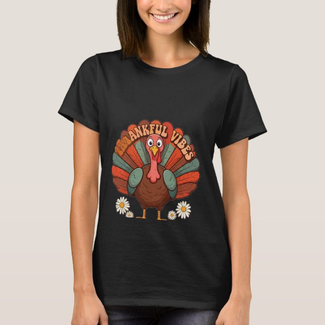 T-shirt Vibes Rétro Thanké mignonne Turquie Rainbow Funny  (Devant)