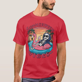 T-shirt Vibes Summerween Halloween Été Amusement Flamant S