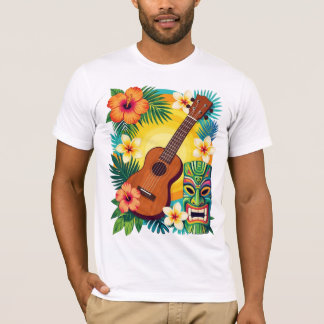 T-Shirt Vibes Tropicales de Luau Tiki à l'Ukulele