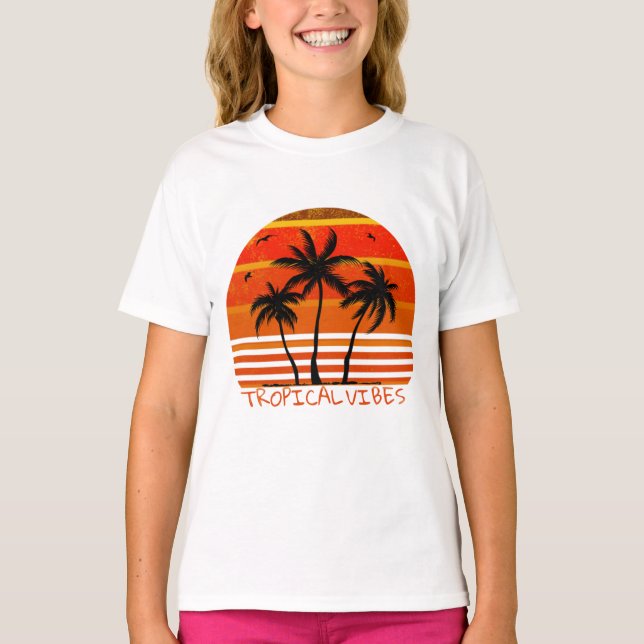T-shirt Vibes tropicales, Plage de coucher de soleil (Devant)