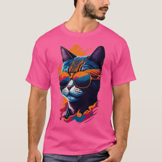T-shirt Vibes vintages et flair Retro Cool Cat 3