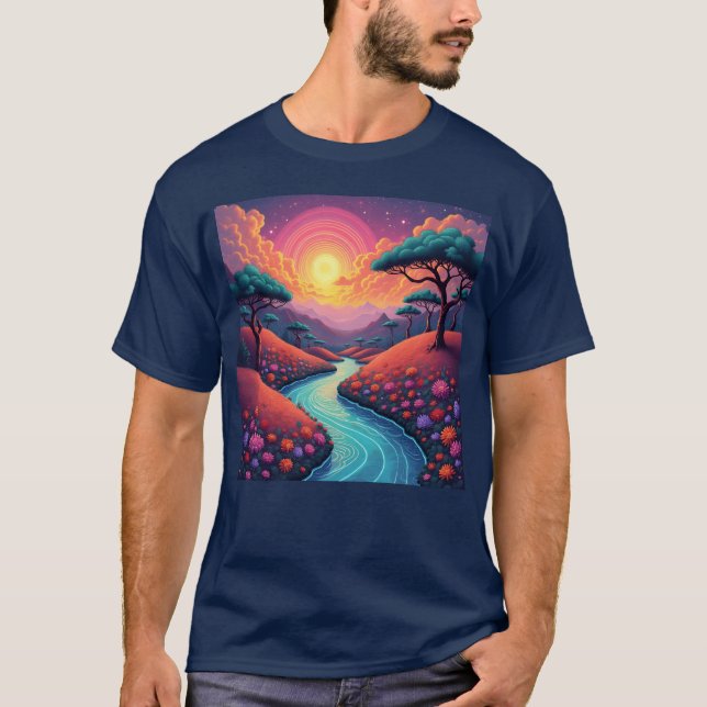 T-shirt Vibrant 70s dreamscape blending nature and groovy  (Devant)