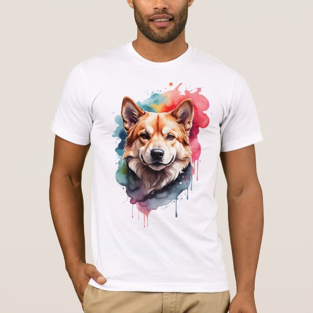 T-shirt Vibrant Aquarelle Chien Loyal Companion Art (Devant)