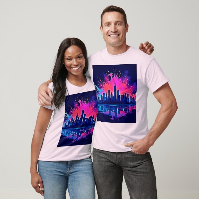 T-shirt Vibrant art de splash Cityscape (Unisexe)