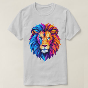 T-Shirt Vibrant Art Lion Géométrique