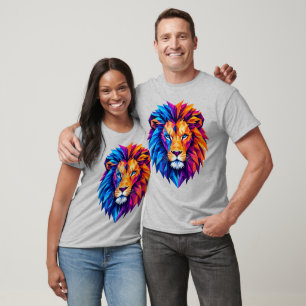 T-Shirt Vibrant Art Lion Géométrique