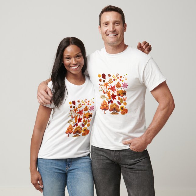 T-shirt Vibrant Autumn Fall Leaves Clipart Set (Unisexe)