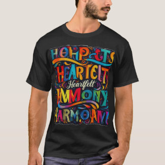 T-shirt Vibrant Coeur Harmonie Typographie Art Tee