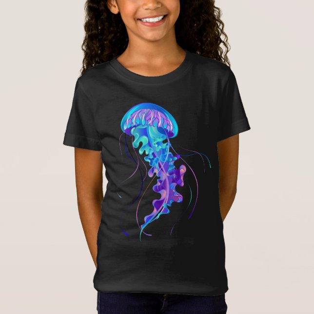 T-Shirt Vibrant Color Glowing Jellyfish (Devant)