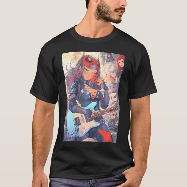 T-shirt Vibrant Et Dynamique Anime Comic Et Punk Rock Art (Devant)