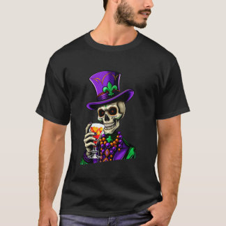 T-shirt Vibrant Mardi Gras 2024 Crâne de couleur de sucre