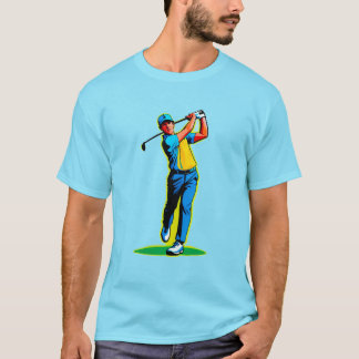T-shirt Vibrant Pop-Art Golfer Swinging a Driver on Green