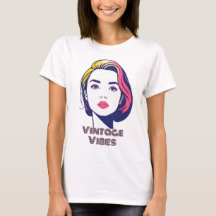 T-shirt Vibrant Retro Pop Art Portrait femme