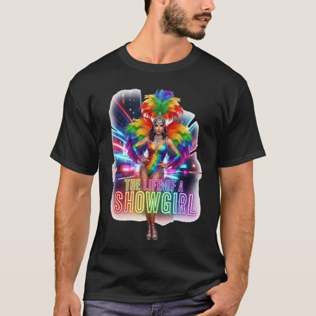 T-shirt Vibrant showgirl en costume arc-en-ciel éblouissan (Devant)