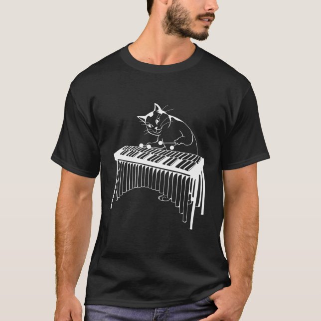 T-shirt Vibraphone Jouer Chat Percussion Musique Xylophone (Devant)